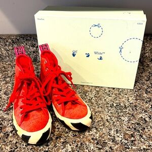 Off-White Vulcanized Red and Black High-Top Sneakers